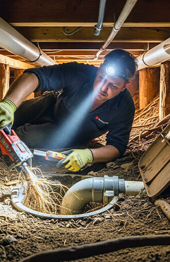 Plumber Cutting Roots